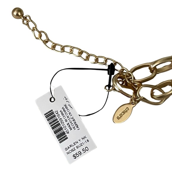 NWT Chico's Gold-Tone Hammered Medallion Y-Necklace - Picture 4 of 4